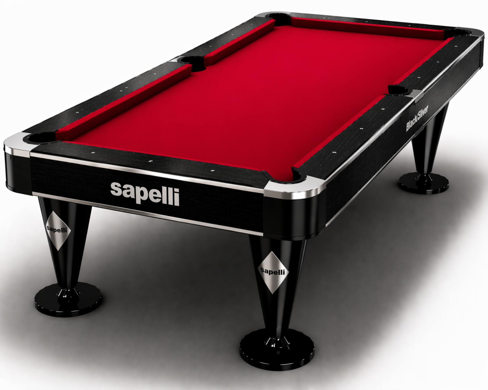 Kırmızı çuhalı bilardo masası